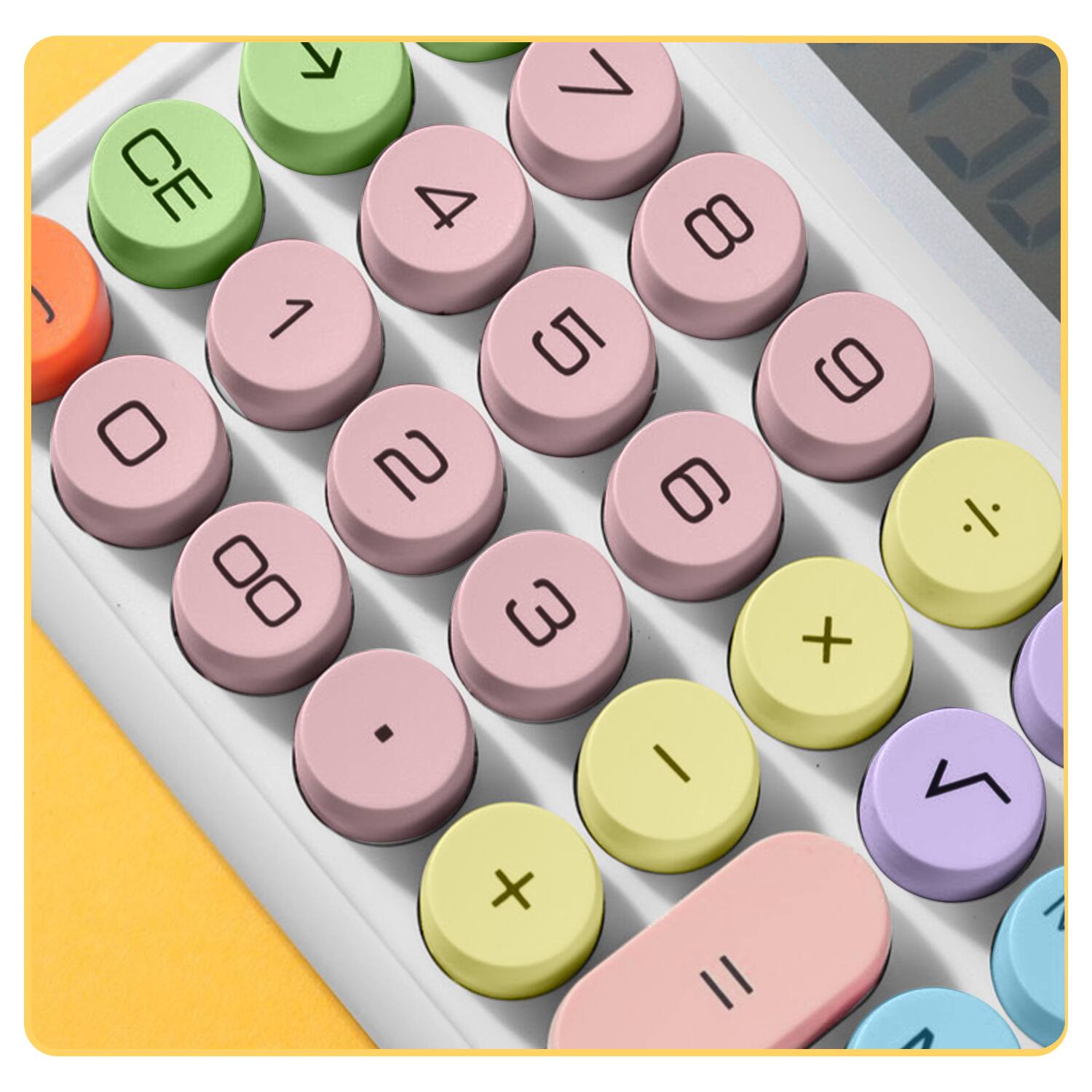 Left. Sahara - 12-Digit Desktop Calculator | Solar & Battery Powered | Large Keys | Vibrant Colors - Cream.