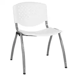 Emma + Oliver - Home and Office Plastic Stack Chair with Perforated Back - Guest Chair - White