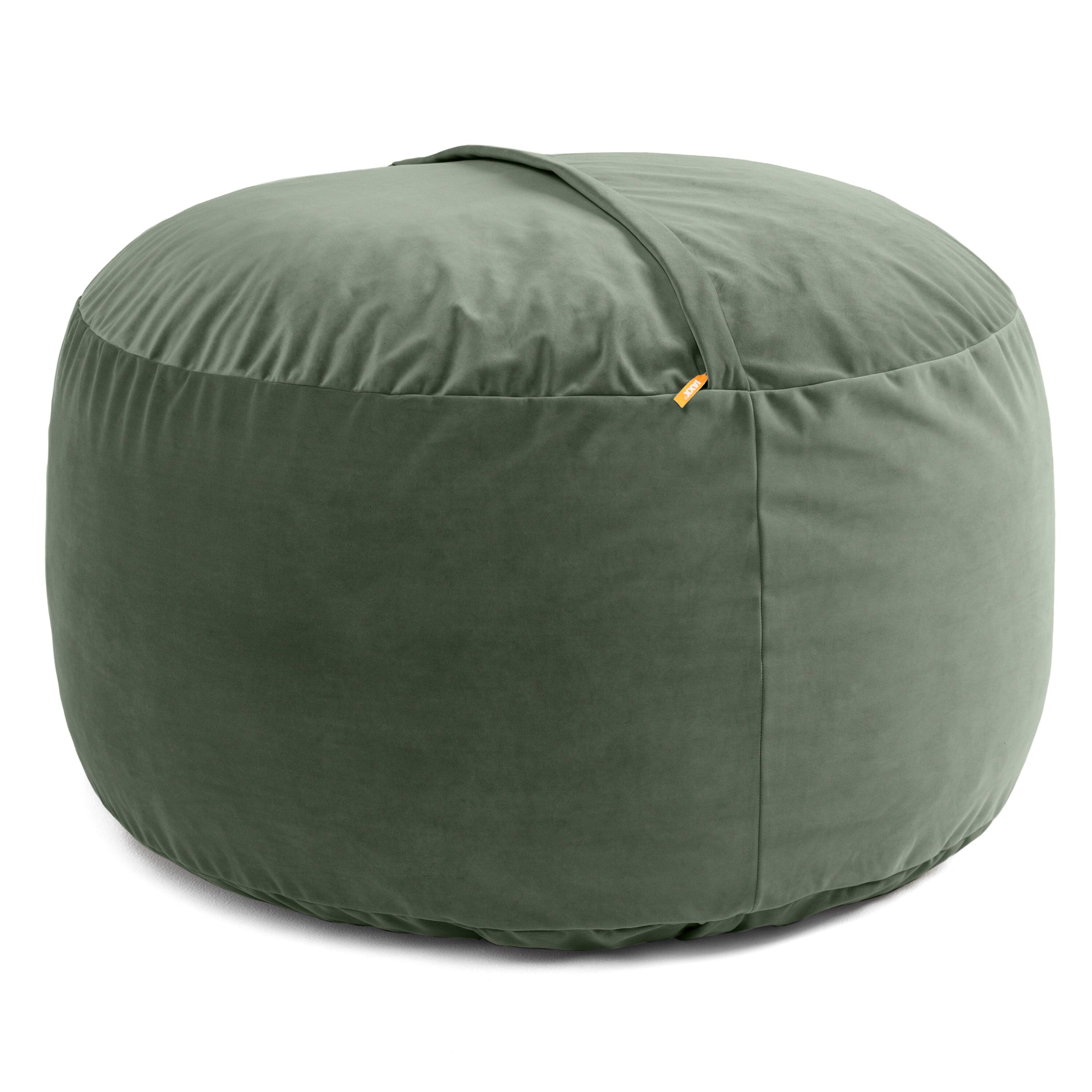 Front. Jaxx - Jaxx 4 Foot Saxx - Large Round Bean Bag Chair for Adults - Lush Velvet Green - Lush Velvet Green.