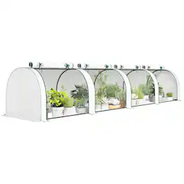 PULUZ - Mini Greenhouse, Portable Greenhouse with 4 Roll-Up Doors, PE Cover - White