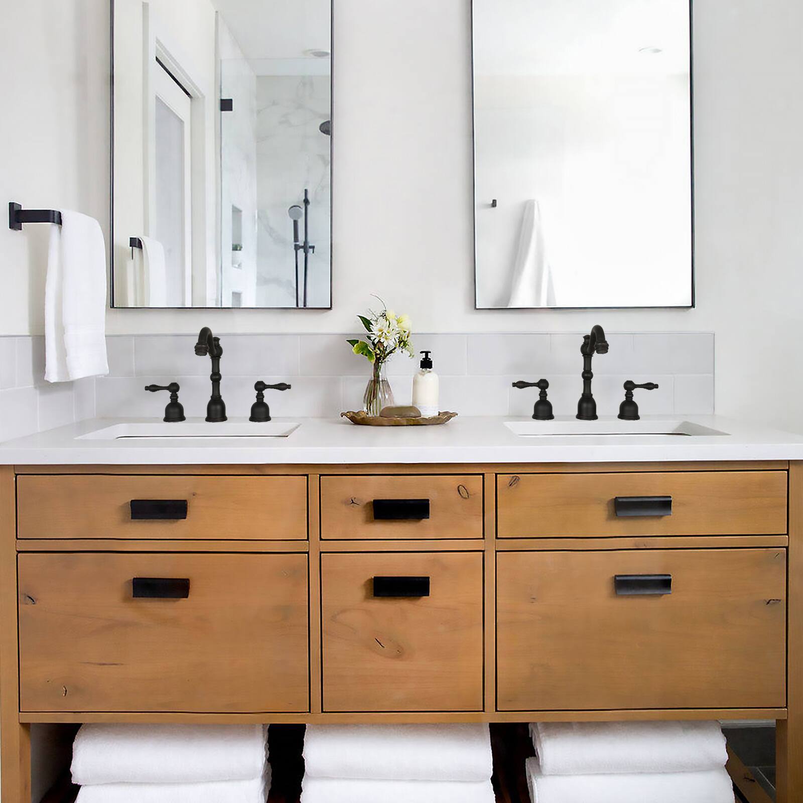 Alt View 3. Akicon - Akicon 8 inch Two-Handles Widespread Bathroom Sink Faucet in Oil Rubbed Bronze - Oil Rubbed Bronze.