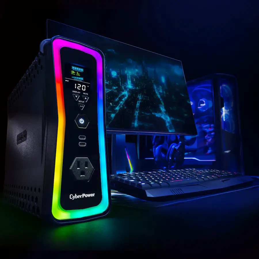 CyberPower GX150C2 Gaming UPS Battery Backup with RGB Lighting, Sine ...