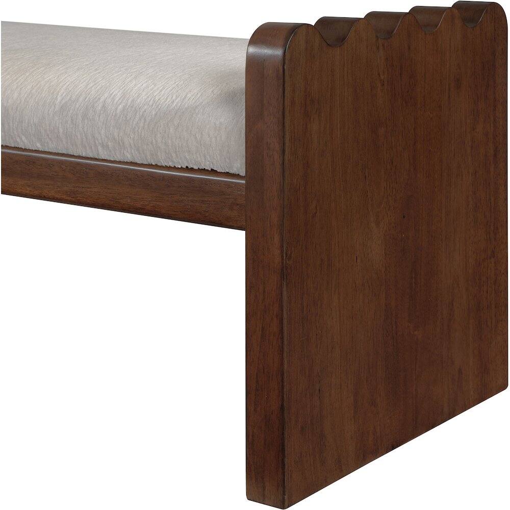 Alt View 4. Meridian Furniture - Sonia Beige Velour Fur Fabric Bench - Beige.