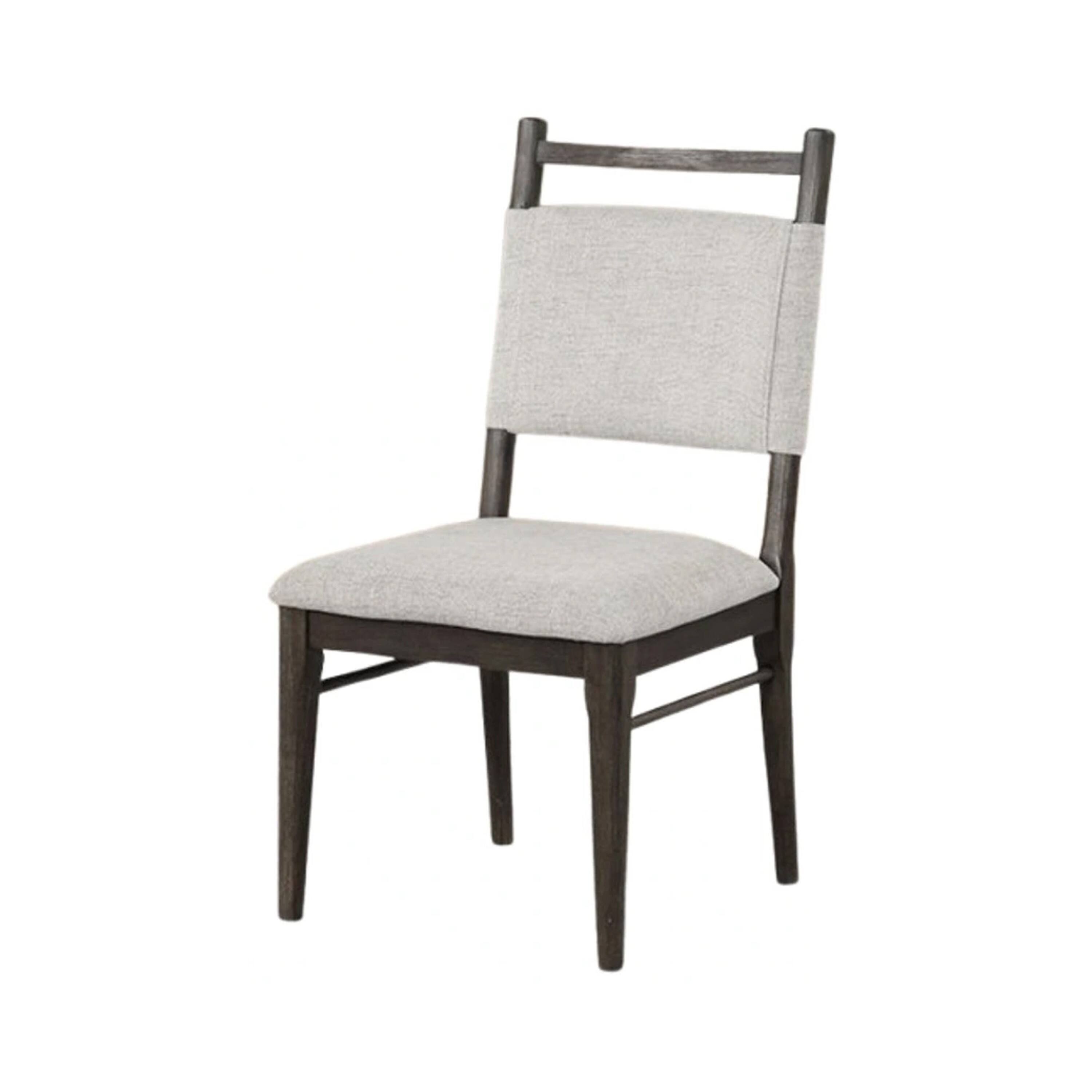 Alt View 1. Manhattan Lane - Oline Side Dining Chair Set of 2, Dark Walnut Brown Wood - Walnut Brown, Light Gray.