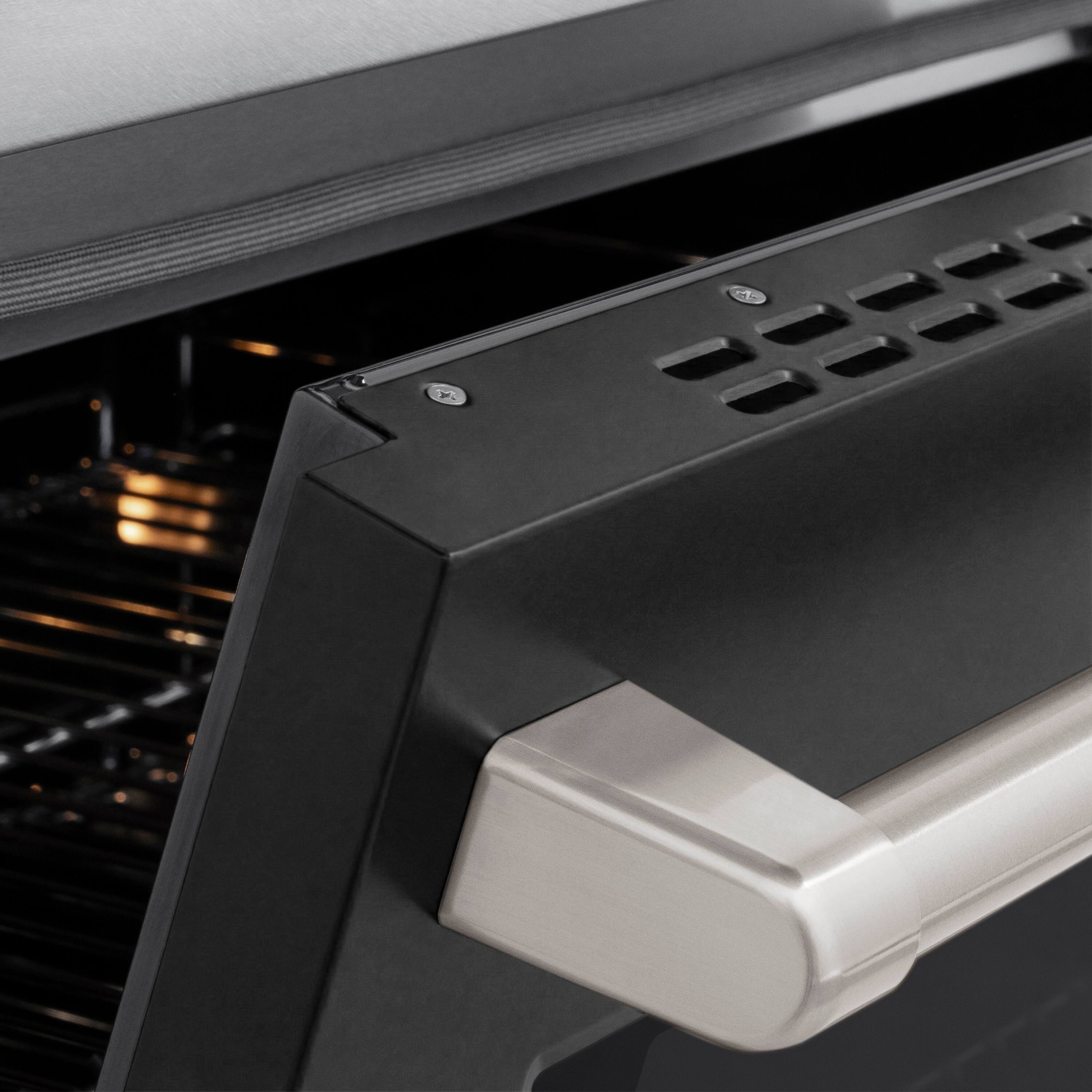 Alt View 10. ZLINE - 24 in. 3.2 cu. ft. Paramount Freestanding Induction Range with 3 Burners and Electric Oven in Satin Steel w/ Black Door - Black Matte.