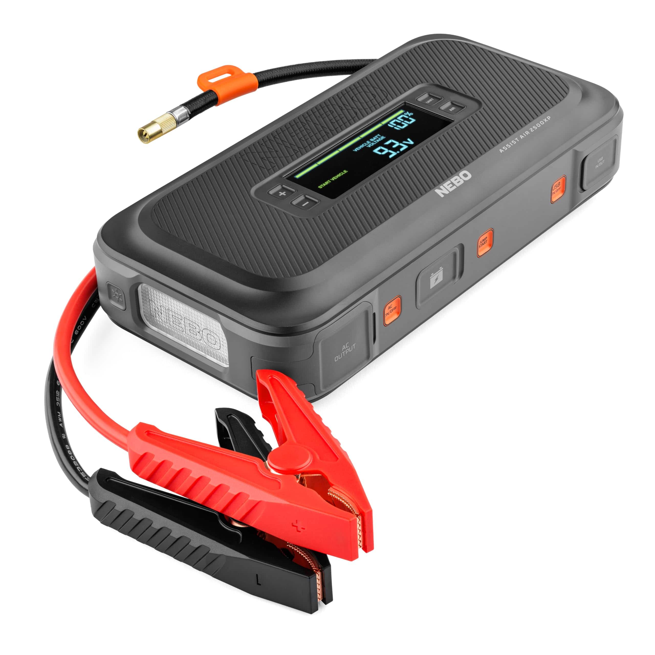 JETRANSPORT - Assist Air 1500xp Jump Starter And Compressor | 44.4wh Power Supply Box Restarts 12v 150 Psi Inflates Tires - 2500A