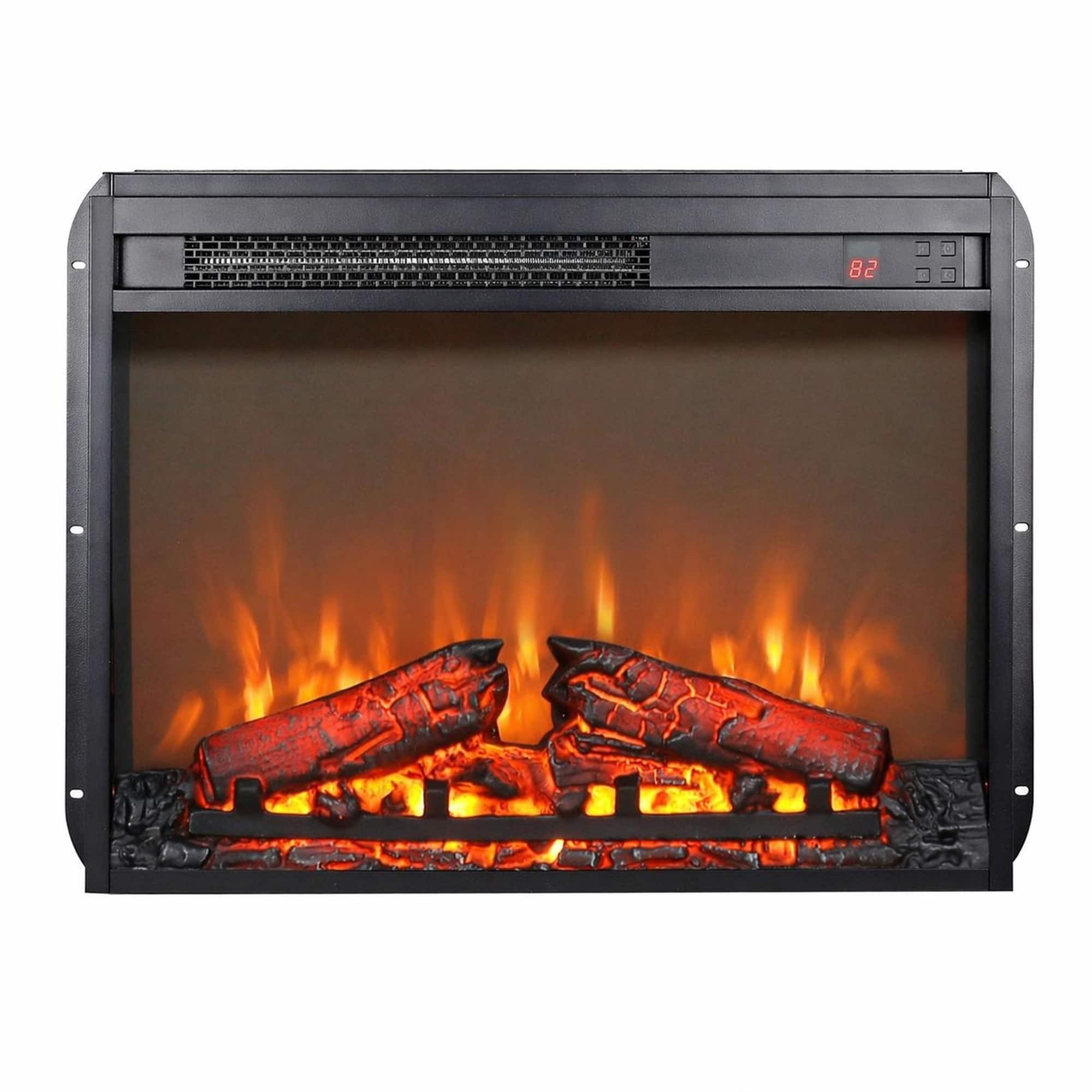 RYHNUYNE - 23 Inch Electric Fireplace Insert – Ultra Thin Heater with Log Set & Realistic Flame, Remote Control & Timer - Antique Black price history on PriceWatchPro