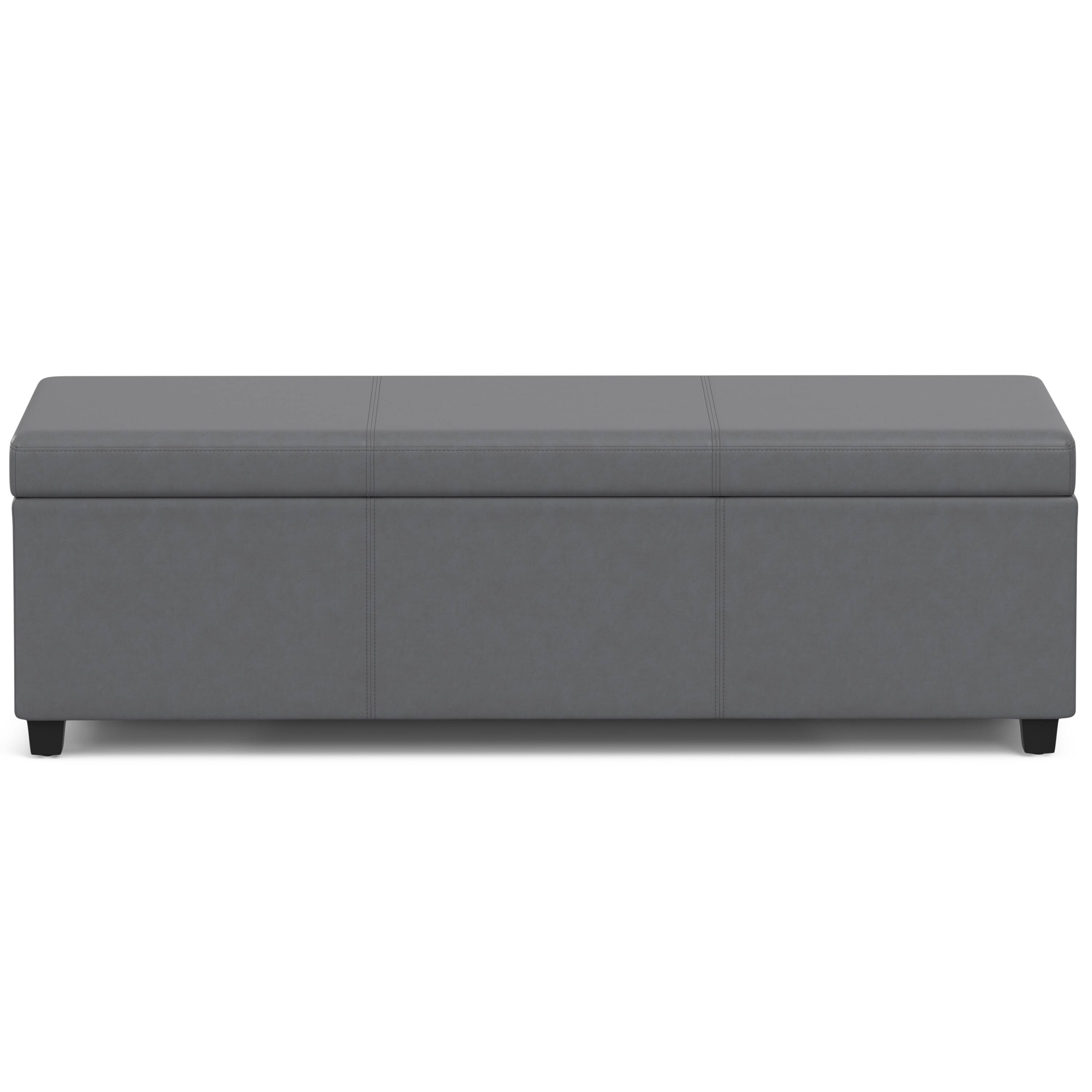 Alt View 12. Simpli Home - Avalon Extra Large Storage Ottoman Bench - Stone Grey.