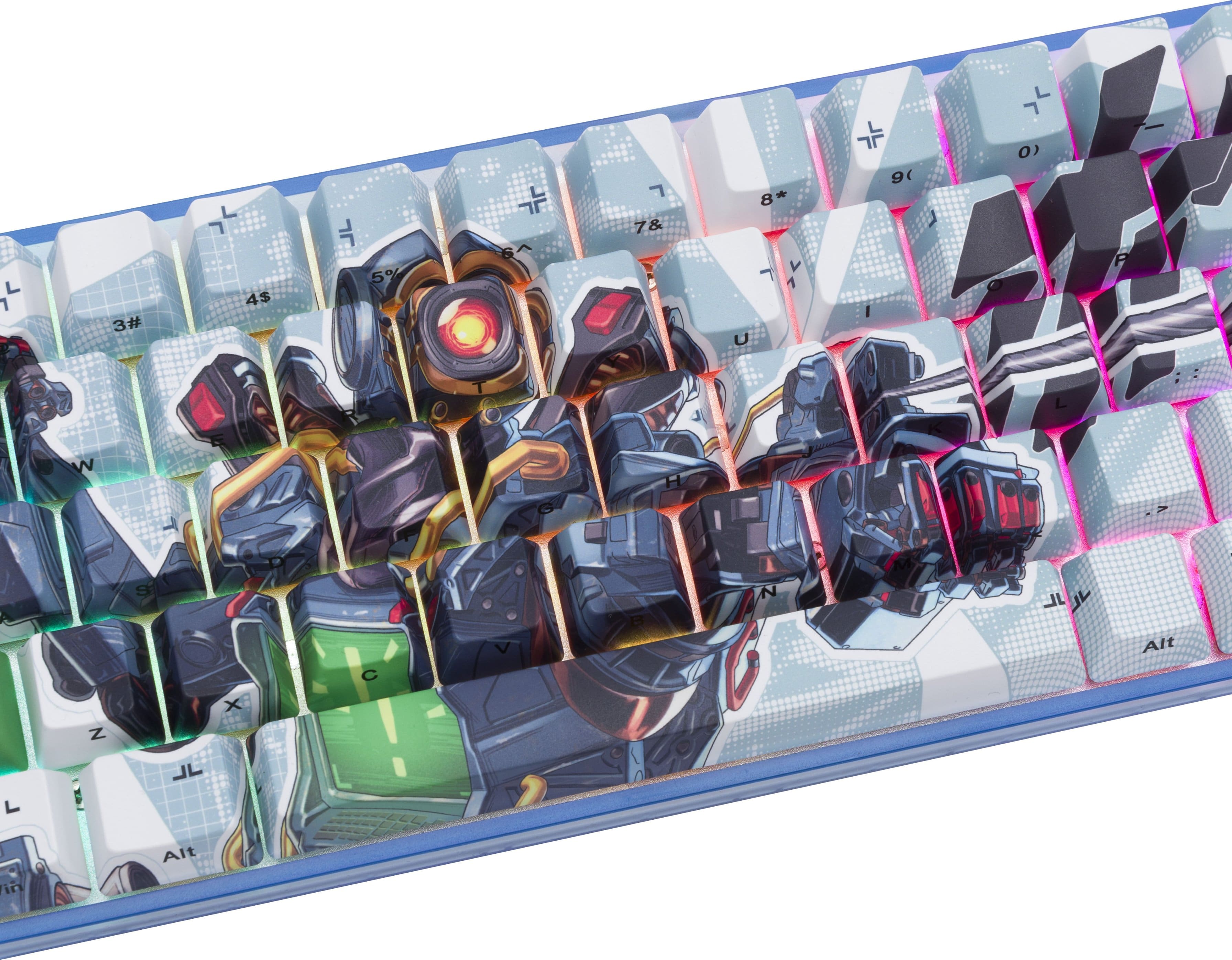 The image shows a close-up of a keyboard with a colorful design, featuring a character from the game "Metal Gear Solid." The keys are arranged in a way that makes it difficult to type, but the image also includes a text description of the keyboard layout. The correct layout is as follows:
1 2 3 4 5 6 7 8 9 0 - = + /
Alt Gr L Z J L
This layout is based on the standard QWERTY keyboard layout, with the addition of the Alt and Gr keys.