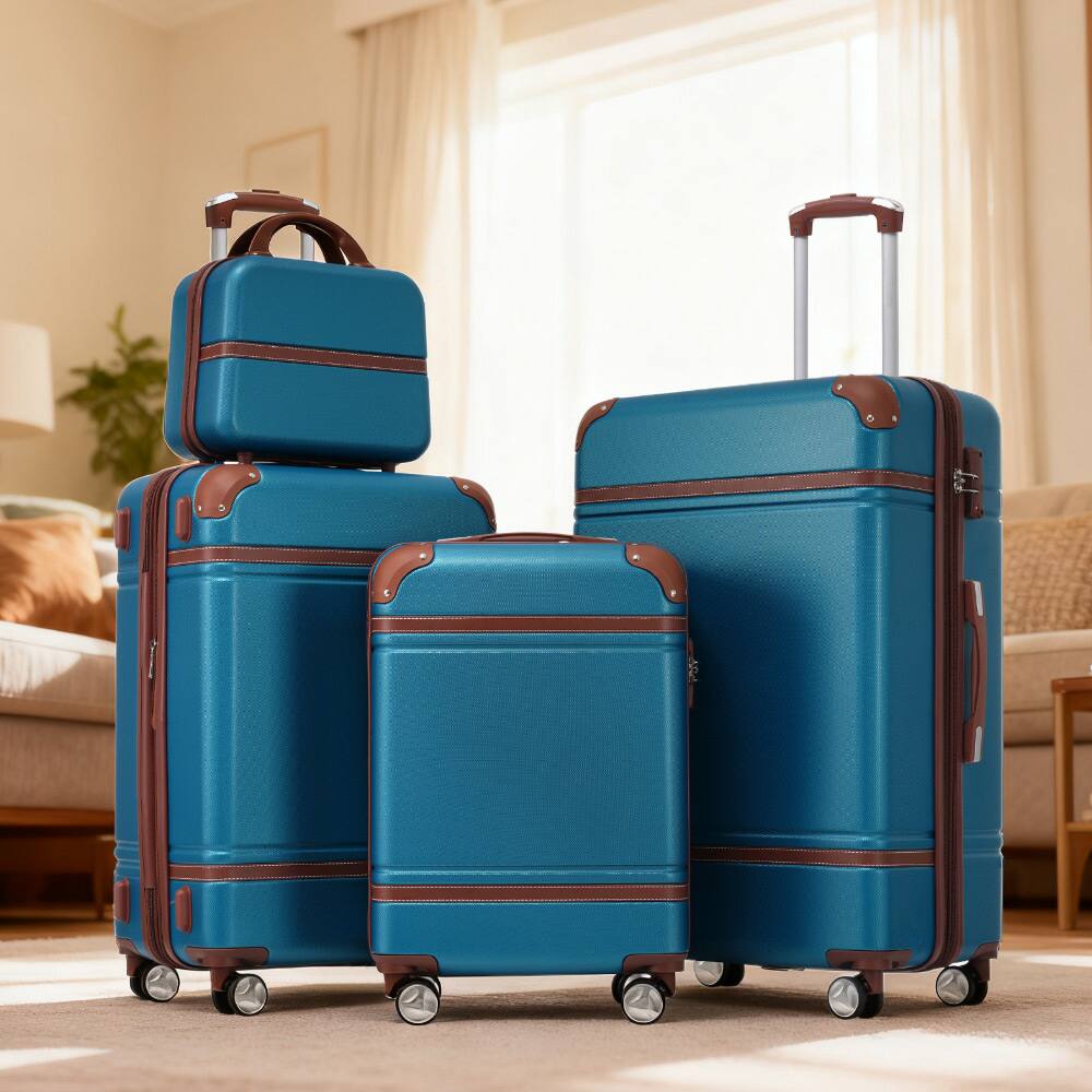 Alt View 1. Ecooso - 4-Piece Expandable ABS Hardside Spinner Luggage Set， TSA Lock, Cosmetic Case, 20-Inch, 24-Inch, and 28-Inch Suitcases - Blue.