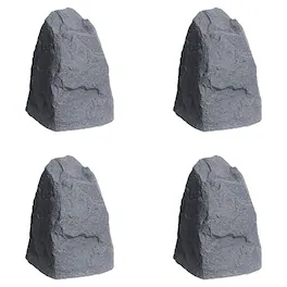 Algreen - Rock Cover Decor Weatherproof Outdoor Garden Accent, Granite (4 Pack) - Dark Granite