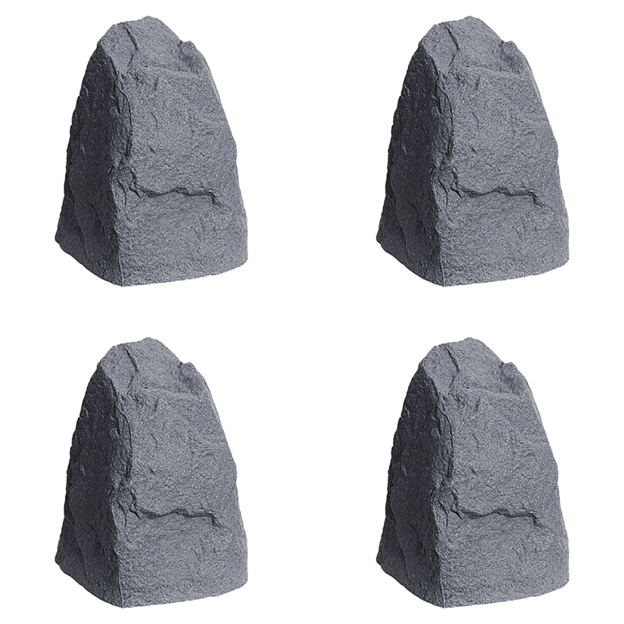 Front. Algreen - Algreen Rock Cover Decor Weatherproof Outdoor Garden Accent, Granite (4 Pack) - Dark Granite.