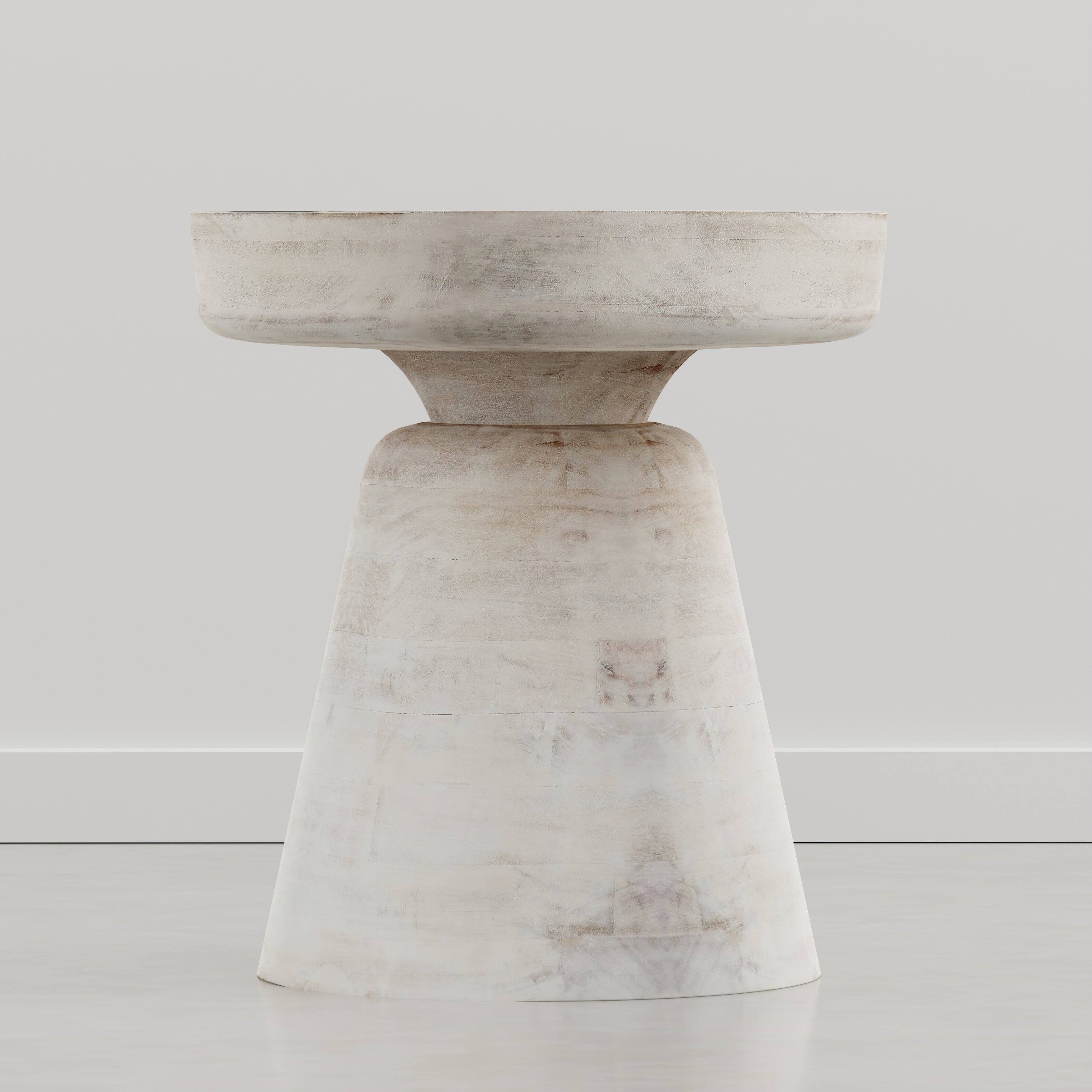 Left. Simpli Home - Robbie 16 inch Wide Solid Mango Wood Accent Table, Distressed Aged White - Aged White.