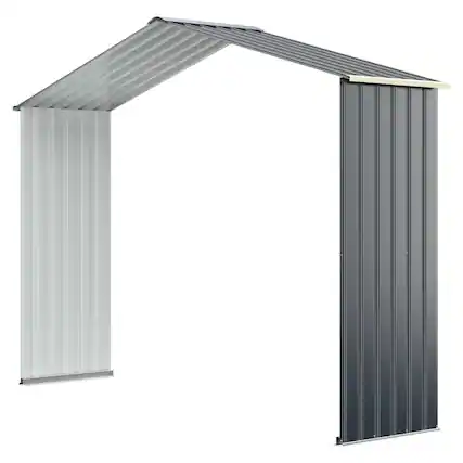 Front. WELLFOR - Outdoor Storage Shed Extension Kit - Grey.