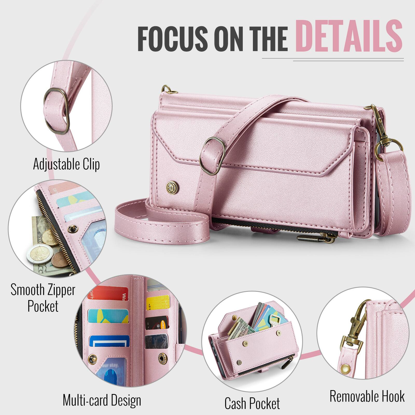 FOCUS ON THE DETAILS

- Adjustable Clip
- Smooth Zipper Pocket
- Multi-card Design
- Cash Pocket
- Removable Hook