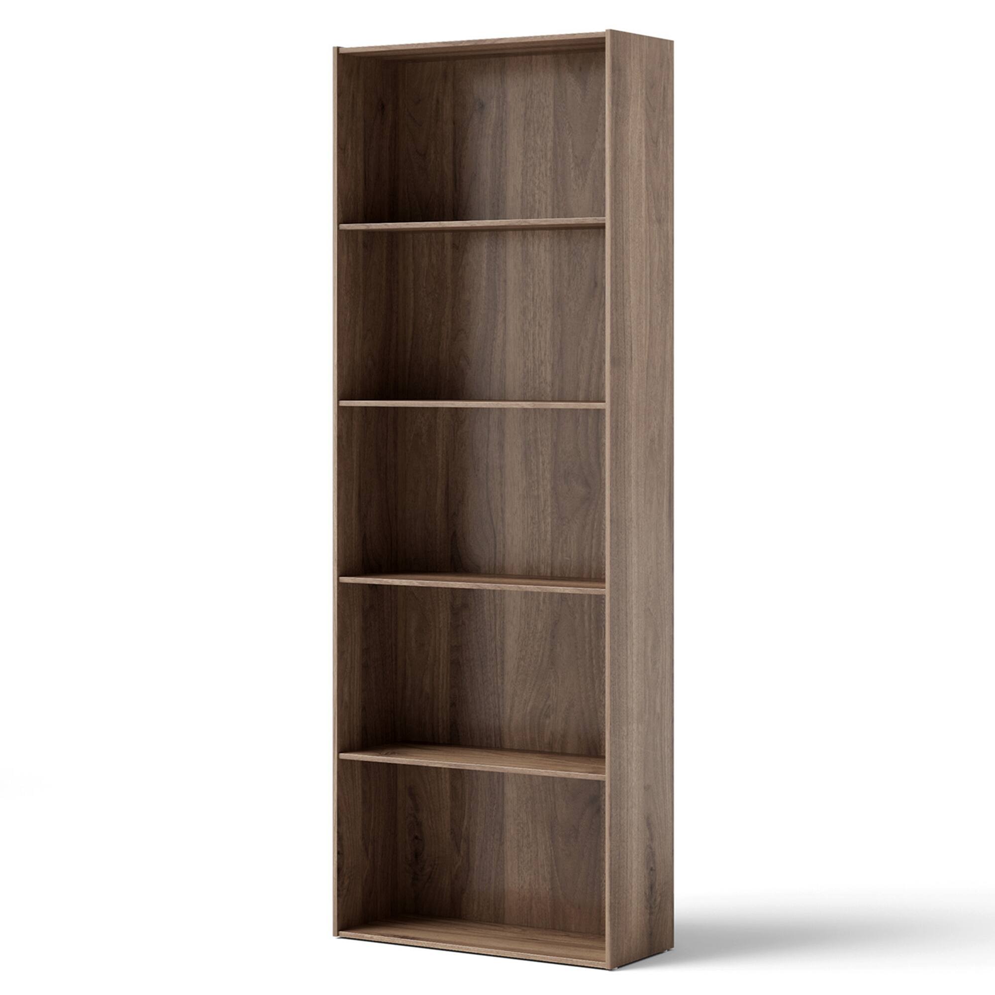 Alt View 15. Costway - 5-Shelf Storage Bookcase Stand Modern Multi-Functional Display Cabinet Walnut - Walnut.