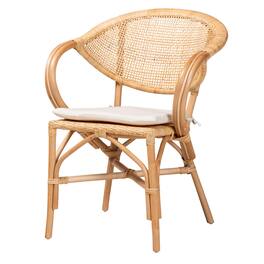 bali & pari - Varick Modern Bohemian Finished Rattan Dining Chair - Natural Brown