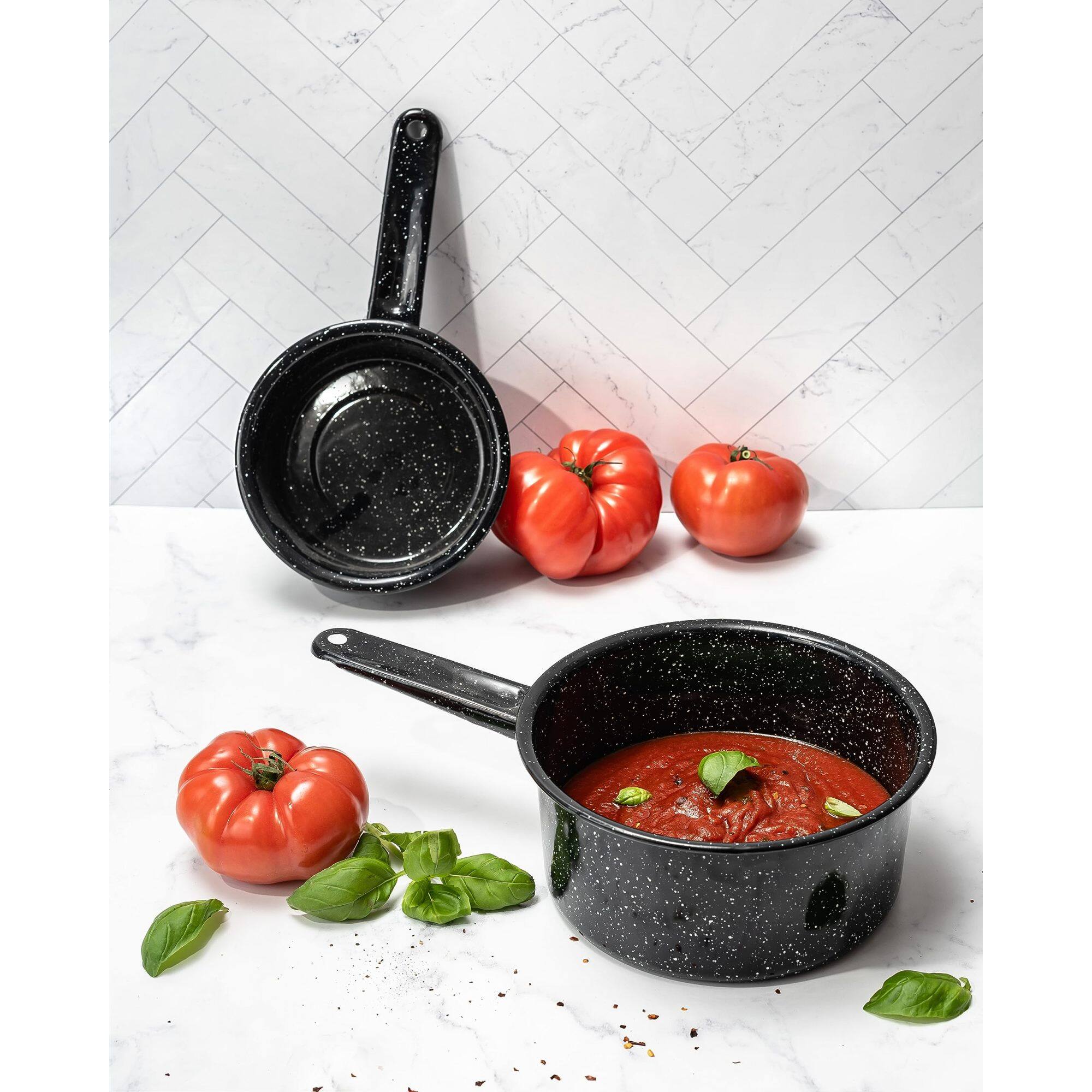 Alt View 3. Granite Ware - Granite Ware Saucepan, 1 and 2 Qt, Set of 2 - Speckled Black - Speckled Black.
