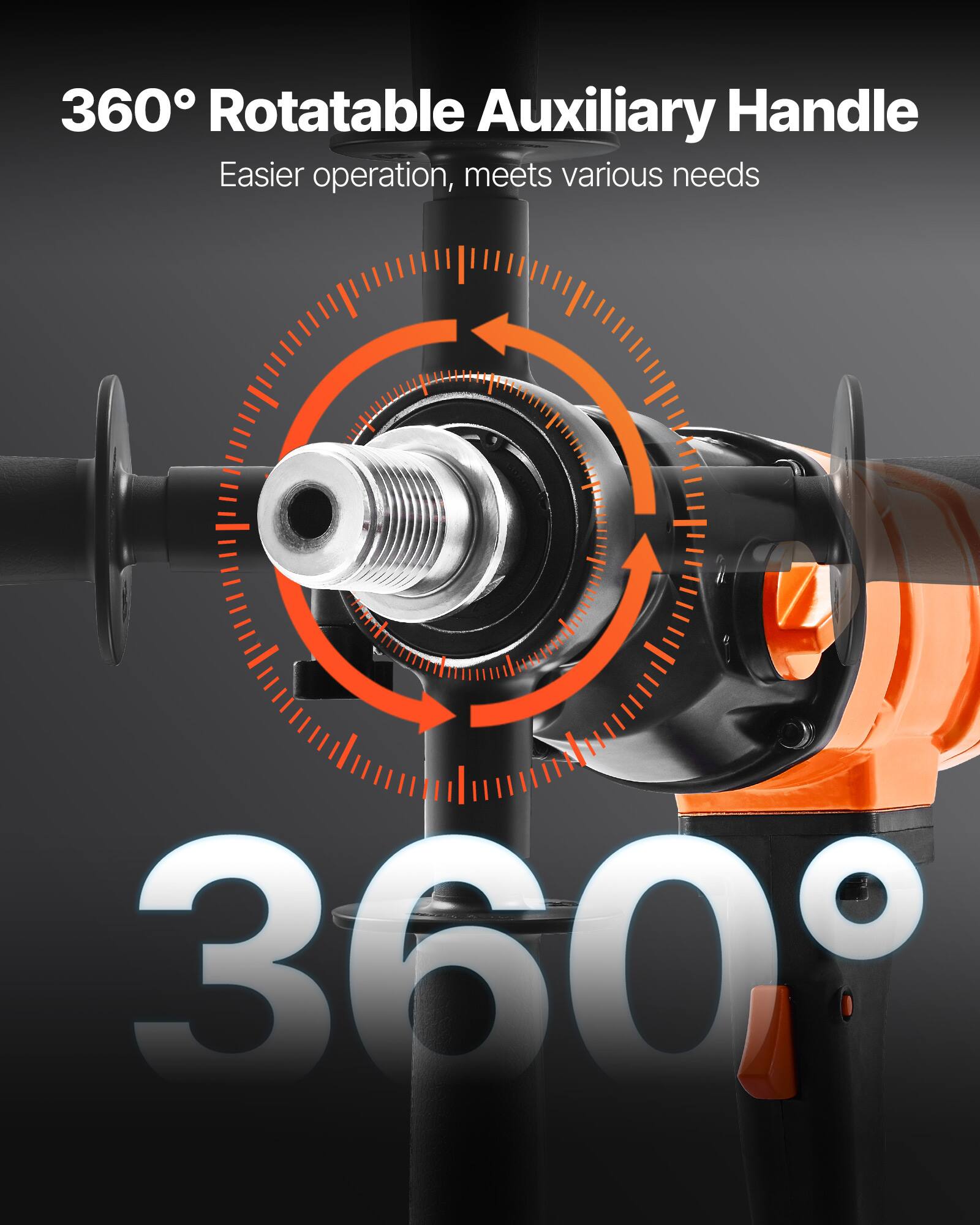360° Rotatable Auxiliary Handle  
Easier operation, meets various needs