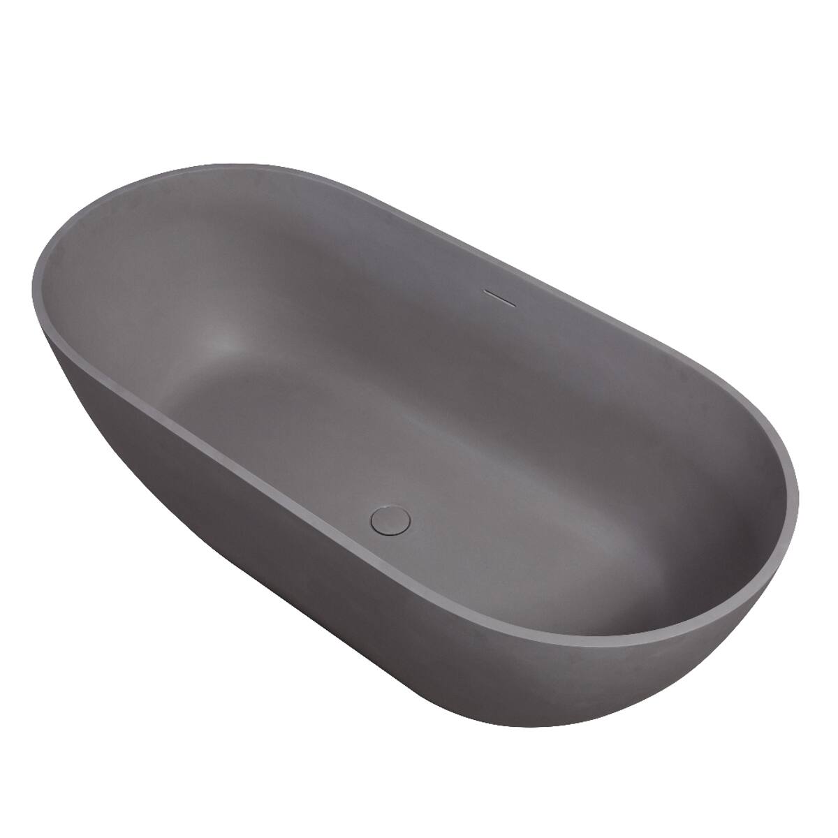 Alt View 7. Loheer - Loheer 63 in Solid Surface Freestanding Soaking Bathtub with Overflow and Pop Up Drain Matte Gray - Matte Gray.
