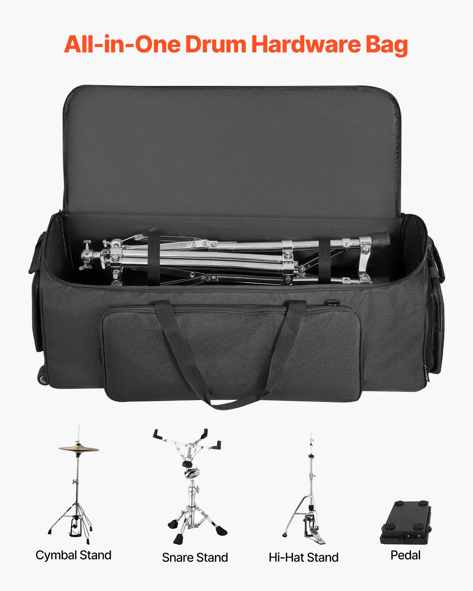All-in-One Drum Hardware Bag

Cymbal Stand  
Snare Stand  
Hi-Hat Stand  
Pedal