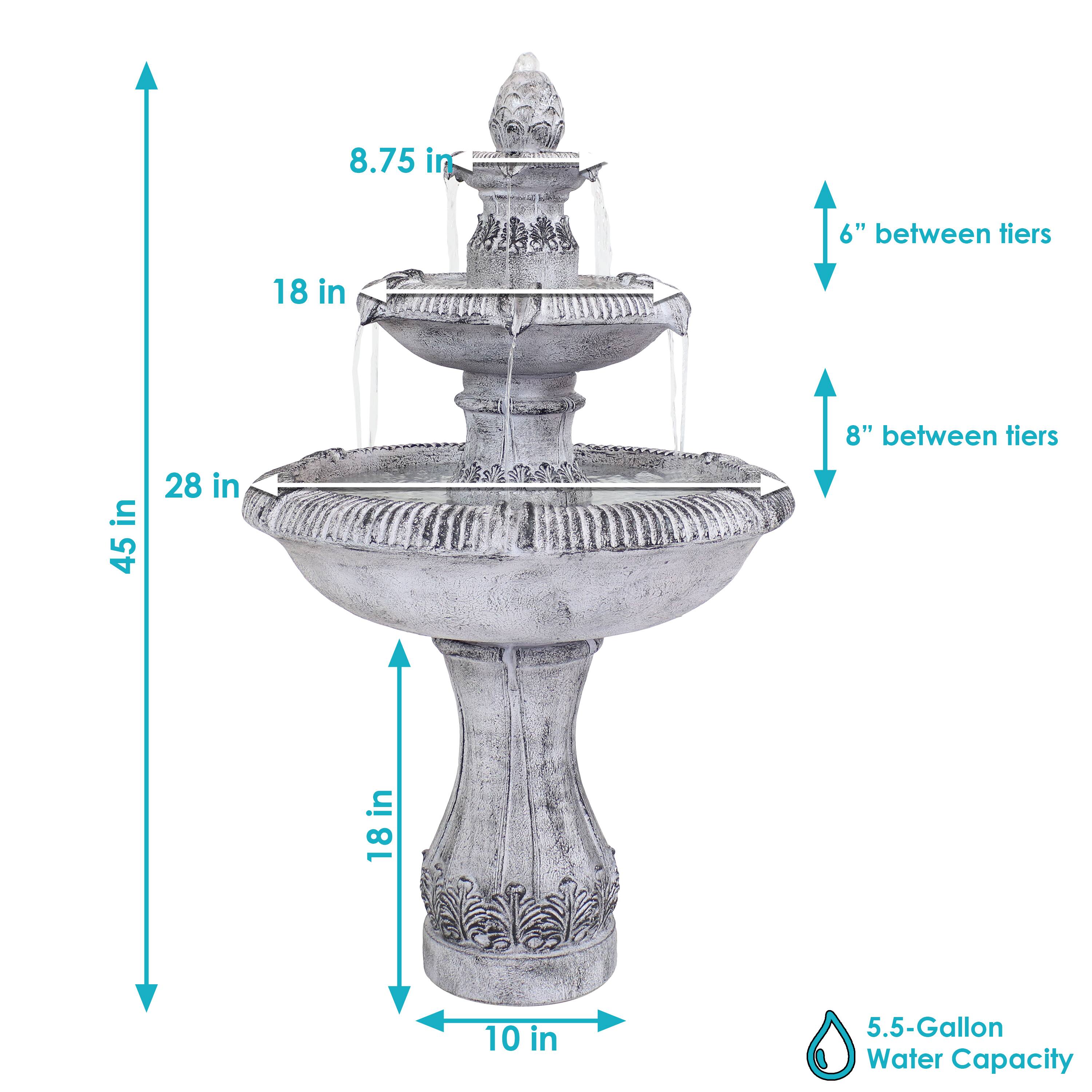 8.75 in  
18 in  
28 in  
45 in  
10 in  
6" between tiers  
8" between tiers  
5.5-Gallon Water Capacity