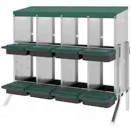 Pawhut - Nesting Boxes, 8 Compartment Metal Nesting Boxes for Chickens - Silver