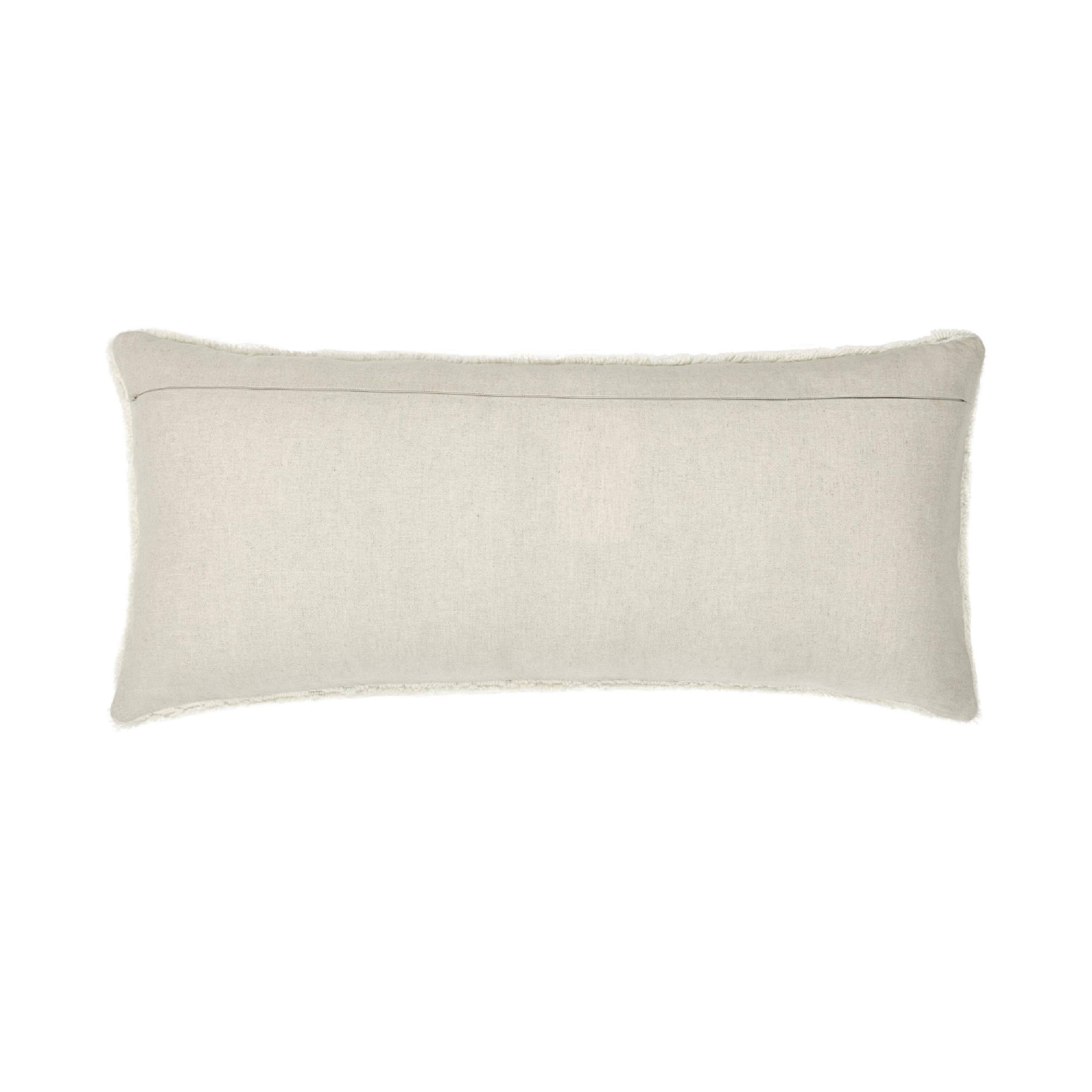 Angle. Manhattan Lane - Lumbar Accent Throw Pillow, 16x36, Hand Tufted Organic Design - Ivory.