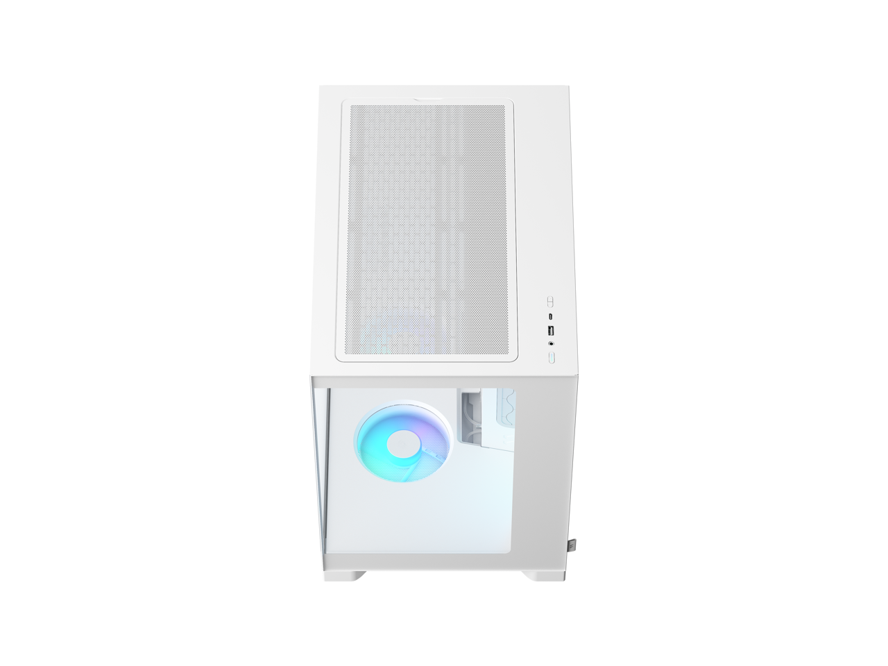 Alt View 4. Fractal Design - Fractal Design Pop 2 Vision White RGB - Dual-Chamber Case with Glass Panels, 4 RGB Fans, Spacious E-ATX/ATX/mATX/ITX - White.