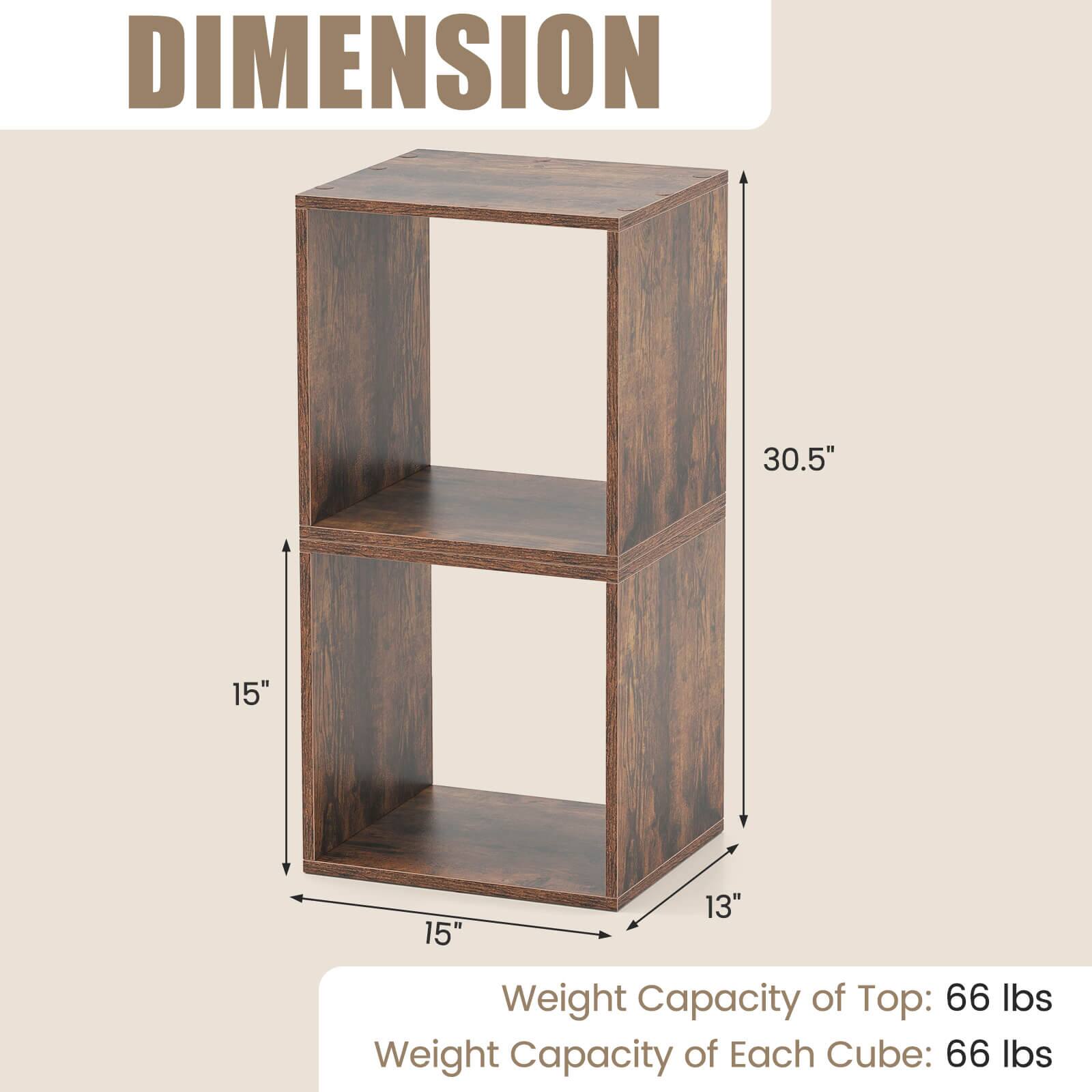 DIMENSION  
30.5" x 15" x 15" x 13"  

Weight Capacity of Top: 66 lbs  
Weight Capacity of Each Cube: 66 lbs