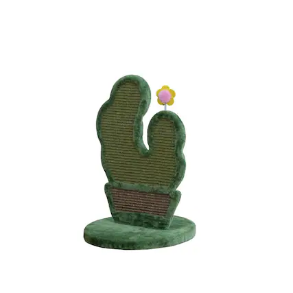 Front. PetPals - Natural Sisal Cactus-Shaped Cat Scratcher - 18"H, Natural Sisal, Small - Green.