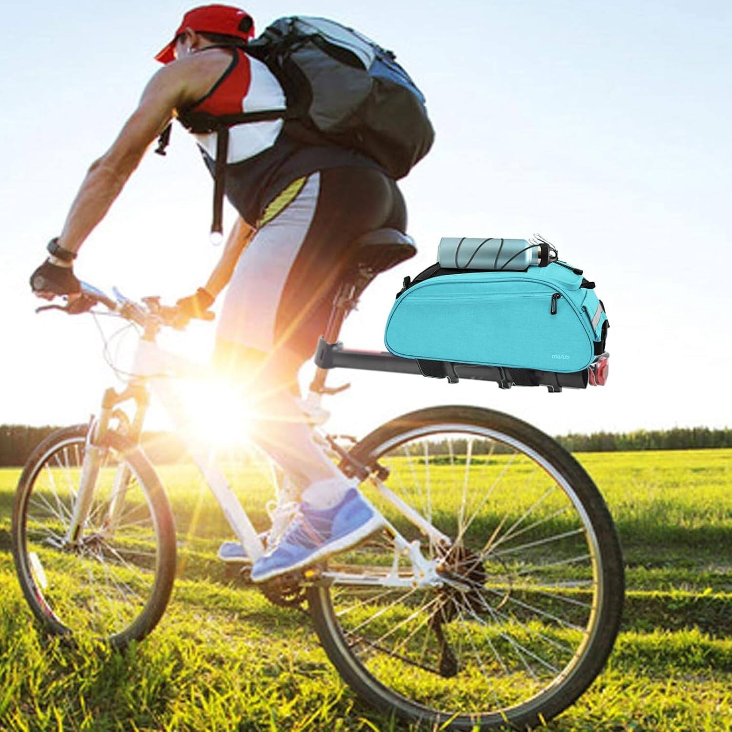 Alt View 3. mosiso - Bike Rack Bag Waterproof Bicycle Trunk Pannier  Cycling Bike Carrier Backseat Storage Luggage Saddle Shoulder Bag - Sky Blue.
