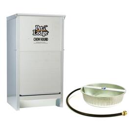 Little Giant - Automatic Dry Dog Food Feeder & 3.25 Gal Steel Ever Full Water Bowl - Silver