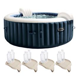 Intex - PureSpa Plus Portable Inflatable Spa & Attachable Snack Tray, Tan (4 Pack) - Blue