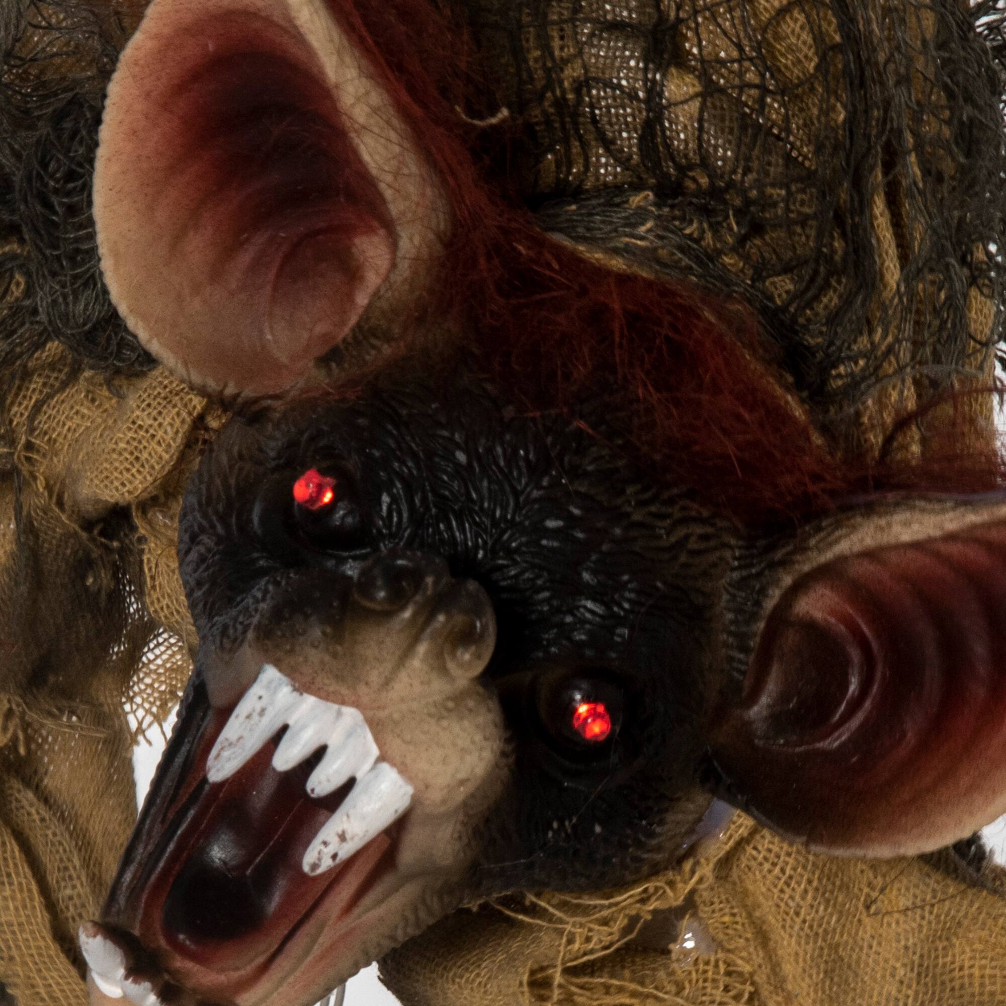 Alt View 7. Outsunny - 28" Life Size Outdoor Halloween Decorations Hanging Bat Opening Month, Animated Prop , Sound and Laughter - Brown.