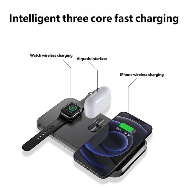 Intelligent three core fast charging

Watch wireless charging  
Airpods interface  
iPhone wireless charging

75% Charged