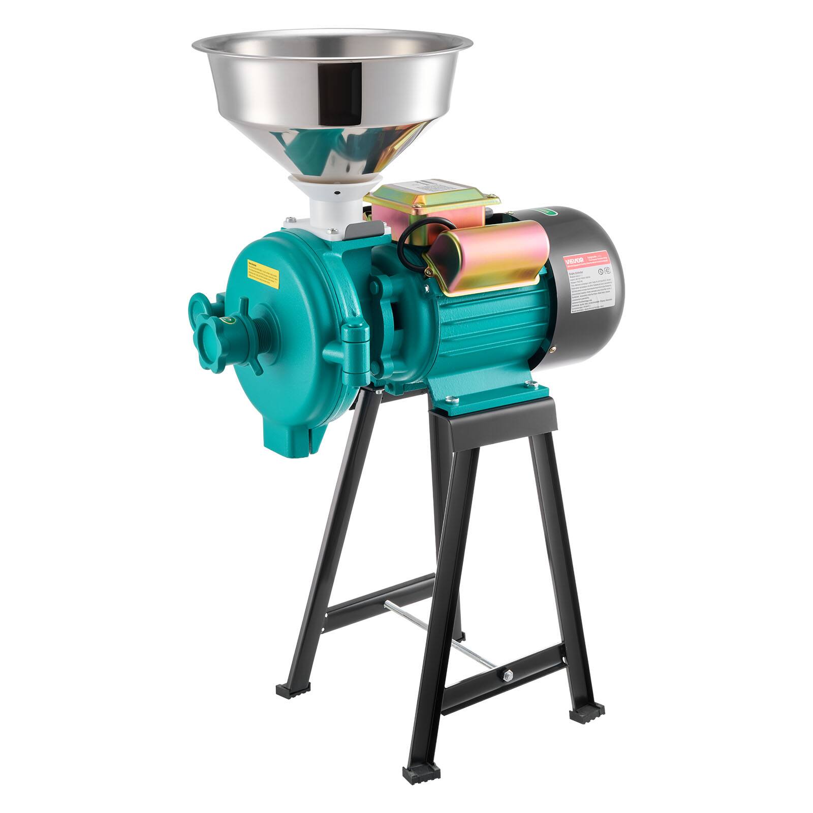 Alt View 5. VEVOR - Electric Grain Mill Grinder, 110 lbs/H Commercial Spice Grinders, 1500W Cast Iron Pulverizer Powder Machine - Green.