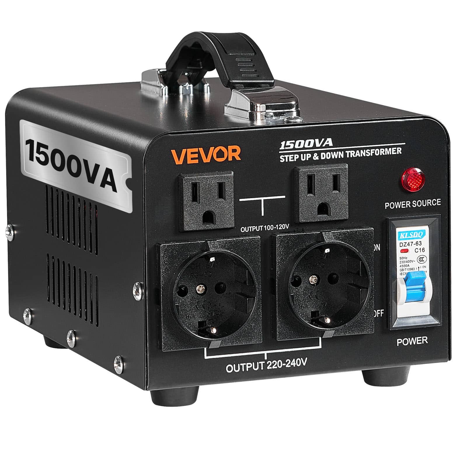 VEVOR - Voltage Converter Transformer, 1500VA, Heavy Duty Step Up/Down Power Transformer, Convert from 110V to 220V - Black price history on PriceWatchPro