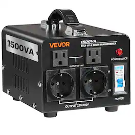 VEVOR - Voltage Converter Transformer, 1500VA, Heavy Duty Step Up/Down Power Transformer, Convert from 110V to 220V - Black