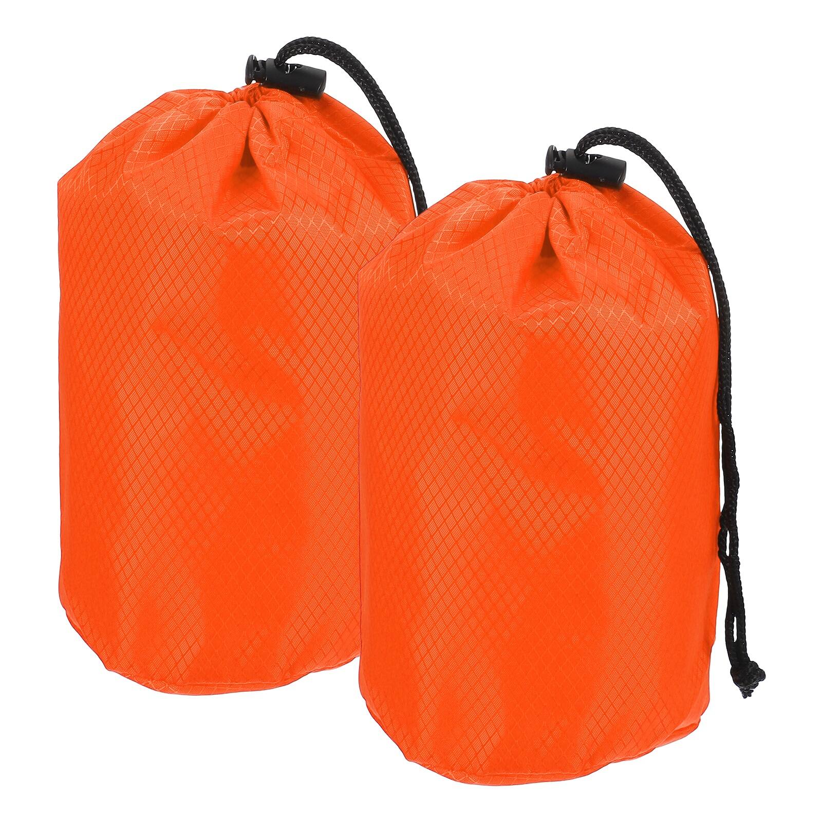 Unique Bargains - Stuff Sack, Portable Waterproof Ultralight Drawstring Dry Bag w/ Toggle, 3x7in, 2pcs for Backpacking/Camping - Orange