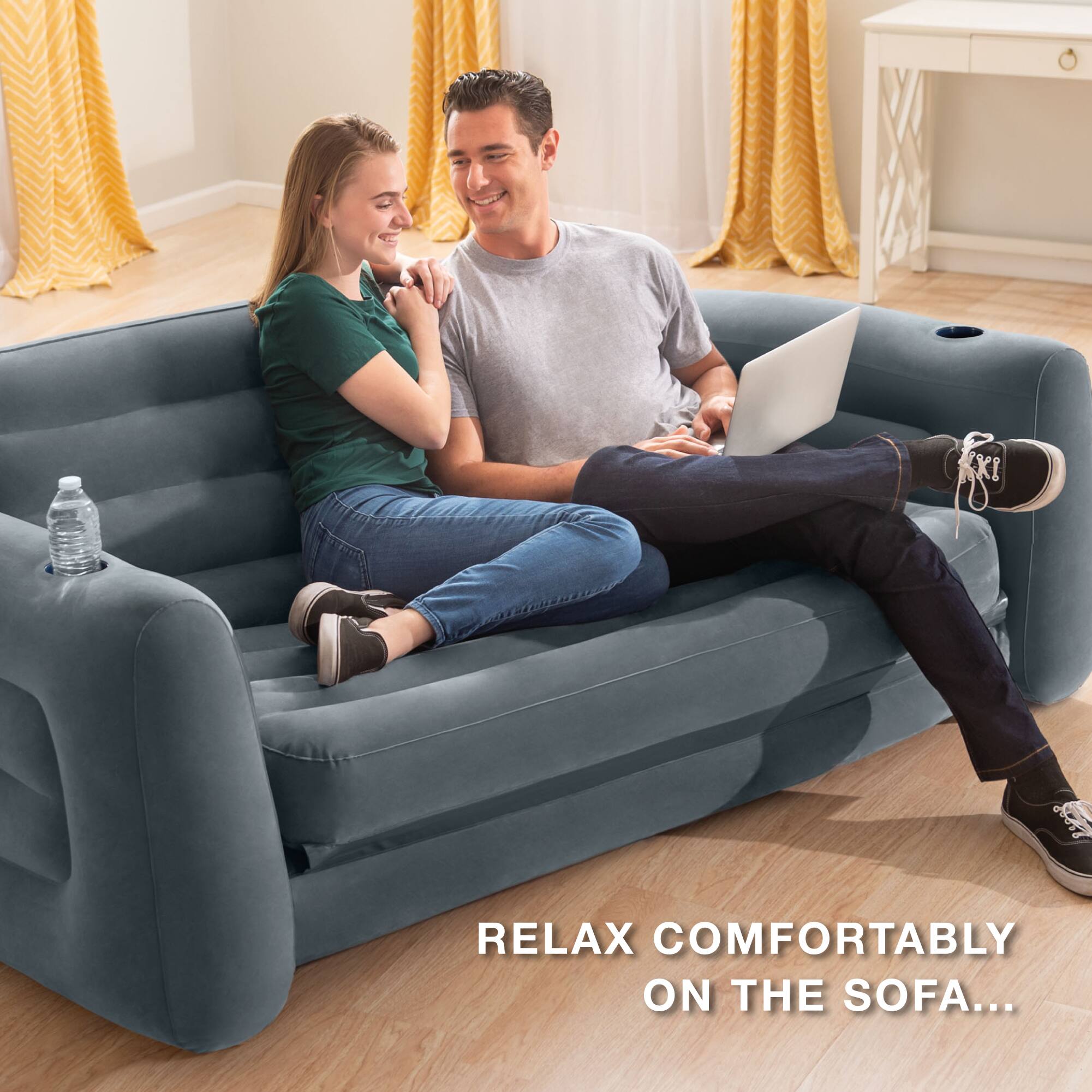 Intex Queen Size Inflatable Pull Out Sofa Bed Couch and Chair