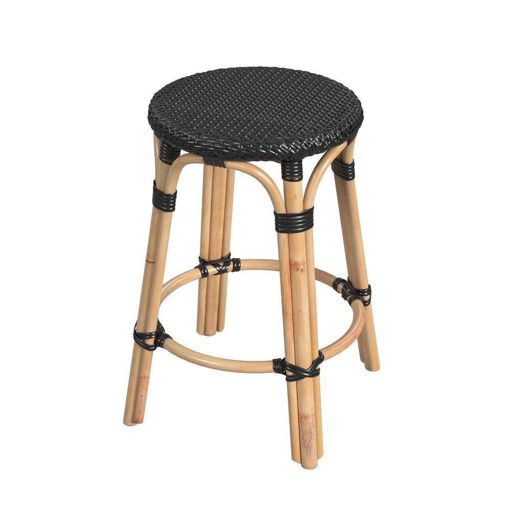 Alt View 1. Butler Specialty - Tobias Rattan Round 24" Counter Stool - Black.