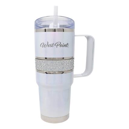 Front. Nordic Company - White Army Black Knights 32oz. MyBevi Rhinestone Hollywood Travel Mug - White.