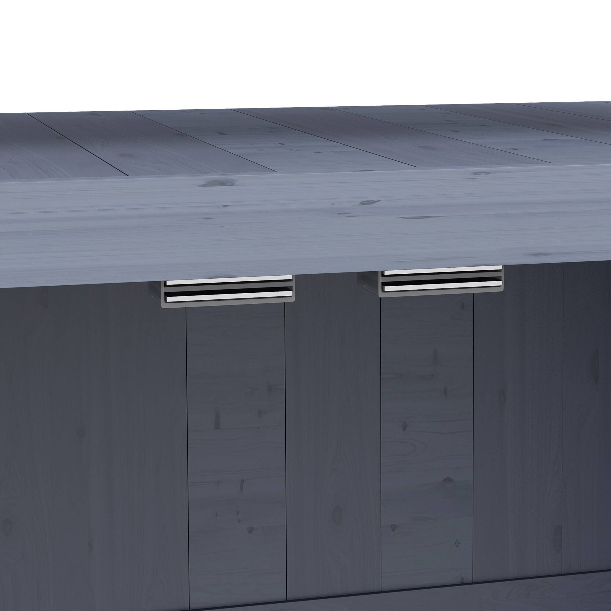 Alt View 8. Outsunny - Outdoor Wooden Potting Bench Table, Garden Workstation with Storage Cabinet, Aluminum Table Top, Rubber Wheels - Gray.