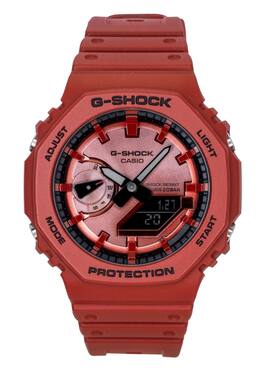 Casio - G-Shock Analog Digital Bio-Based Plastic Strap Quartz GA-2100RRB-4A 200M Men's Watch - Red
