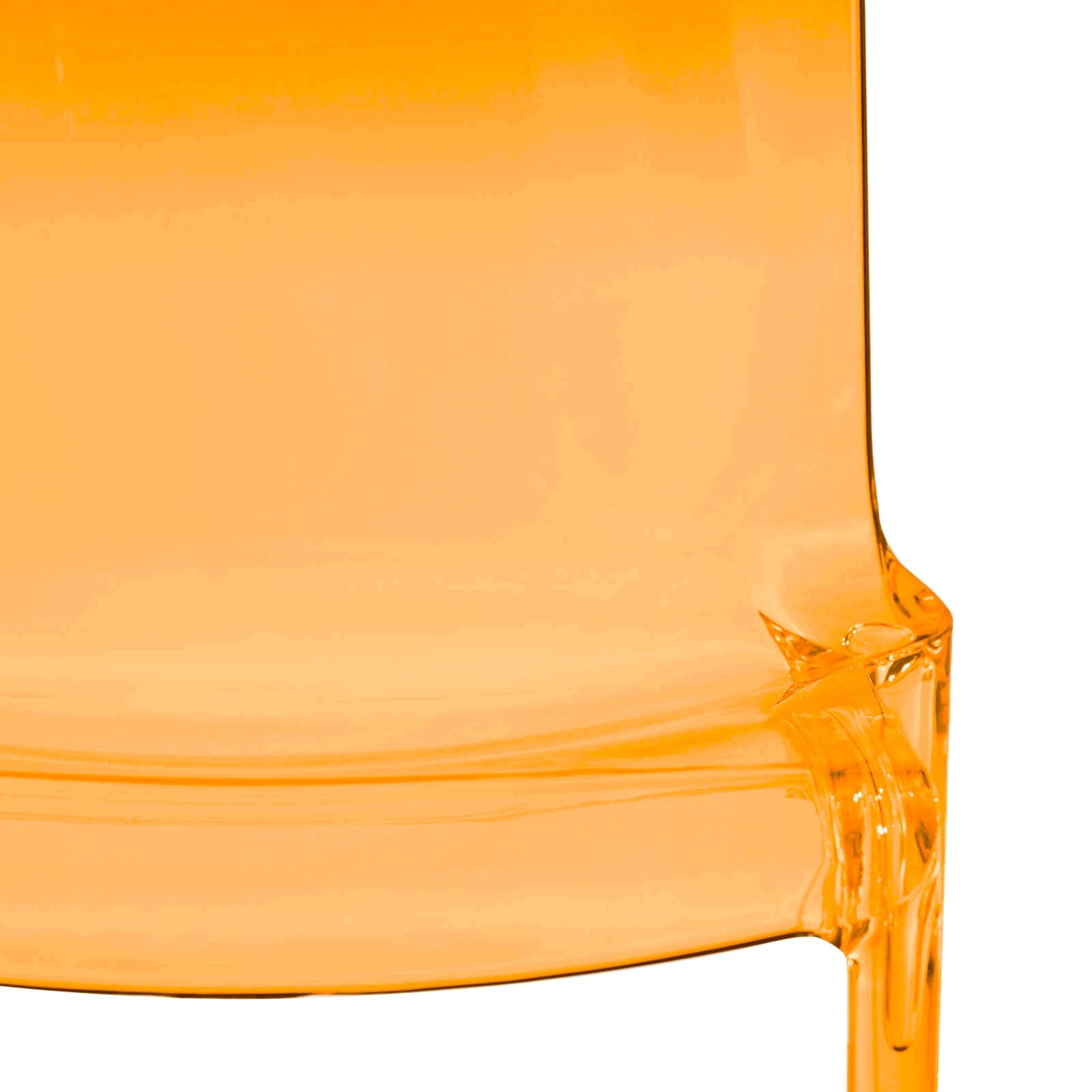 Alt View 2. LeisureMod - Murray Modern Stackable Acrylic Accent Dining Chair with Transparent Seat for Dining Room, Kitchen & Office - Transparent Orange.