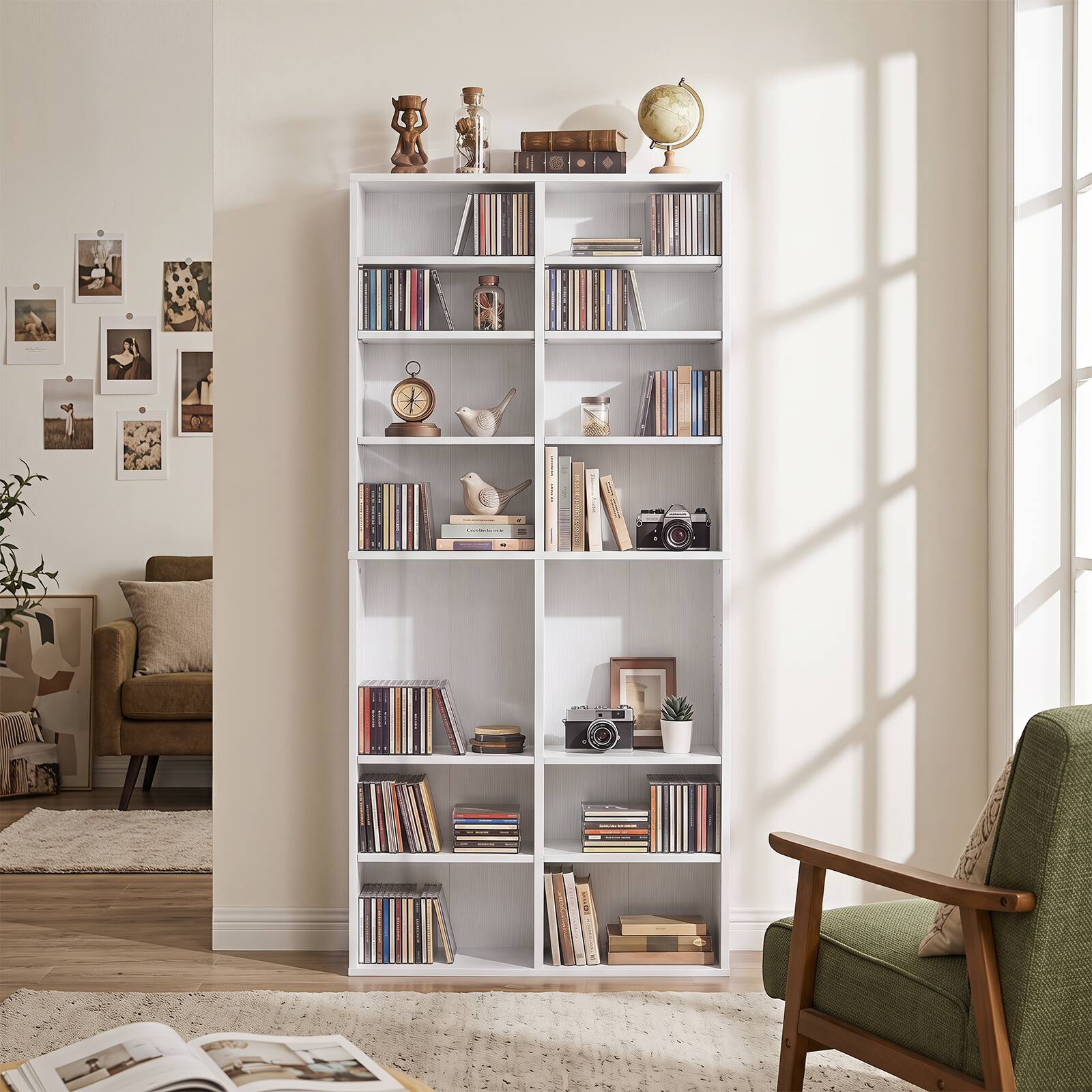 Alt View 3. Costway - Costway 1 PCS 16-Cube Bookcases CD Storage Rack 54" Freestanding Display Cabinet with 12 Adjustable Shelves - White.