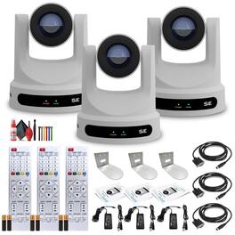 3 x PTZOptics Move SE PTZ Camera with 20x Optical Zoom (White) (PT20X-SE-WH-G3) + 3 x Wall Mount