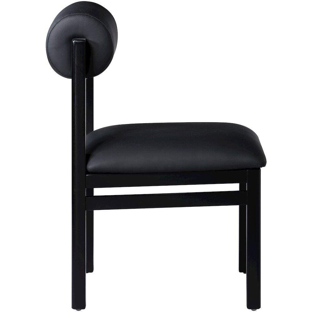 Alt View 3. Meridian Furniture - Roundhill Black Vegan Leather Upholstered Dining Chair, Set of 2 - Black.
