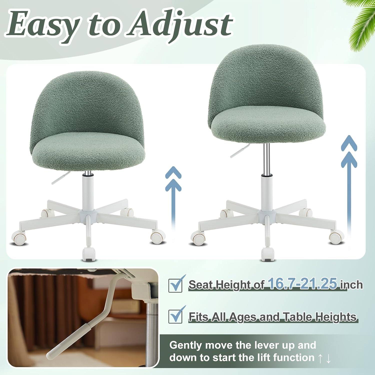 Easy to Adjust Seat Height of 16.7-21.25 inch Fits All Ages and Table Heights Gently move the lever up and down to start the lift function